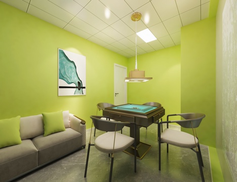  现代棋牌室 麻将室3d模型 