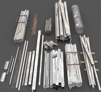  钢材 工字钢 钢管 钢筋3d模型 