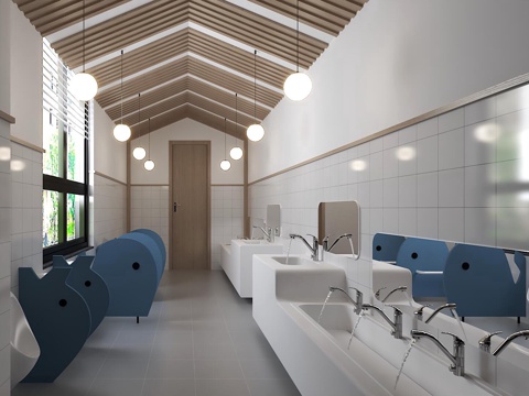  幼儿园卫生间 小孩公共卫生间3d模型 