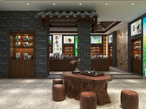  新中式茶叶店3d模型 