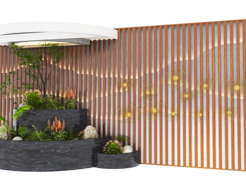  现代室内植物造景3d模型 