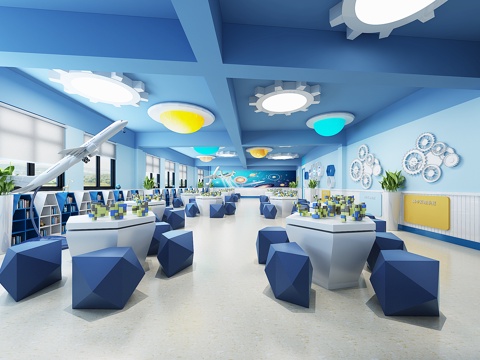  现代幼儿园 手工坊3d模型 
