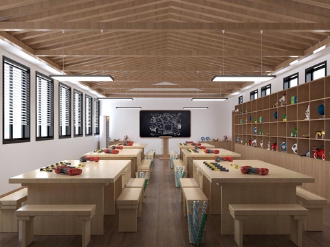  现代幼儿园 儿童活动室3d模型 