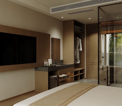  侘寂酒店su模型 