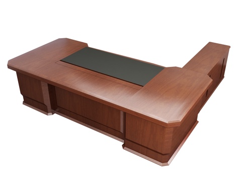  现代实木班台桌 大班台su模型 