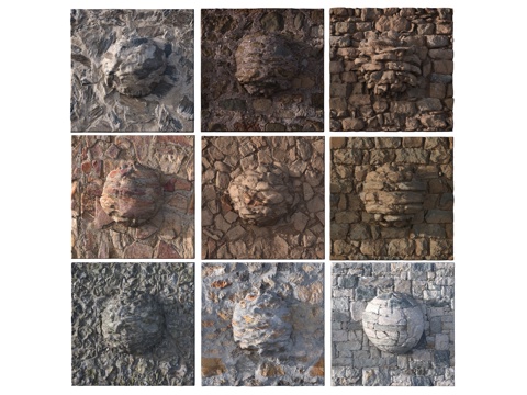  文化石 石头墙 石墙 挡土墙 景墙3d模型 