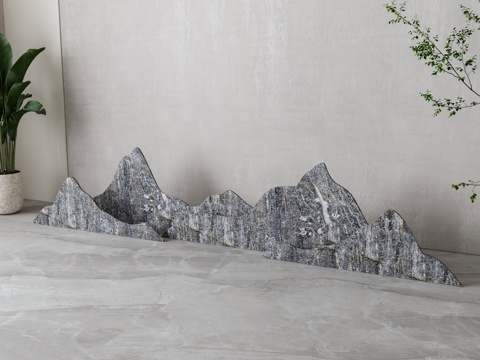  新中式石头假山3d模型 