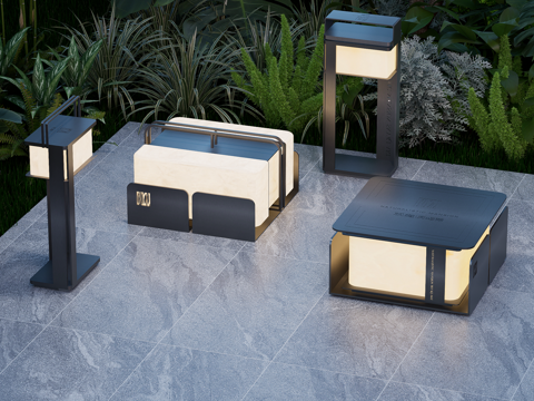  现代景观灯 户外灯 草坪灯su模型 