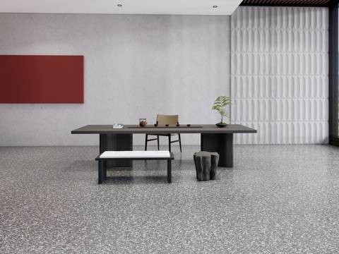  现代茶桌椅su模型 