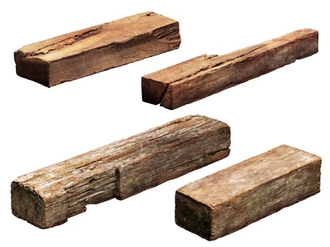 侘寂旧木长凳 木板 枯木 景观长凳su模型