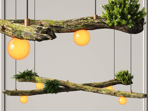  侘寂装饰吊灯su模型 