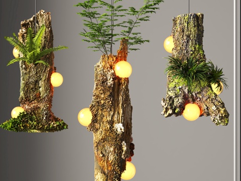  侘寂装饰吊灯su模型 