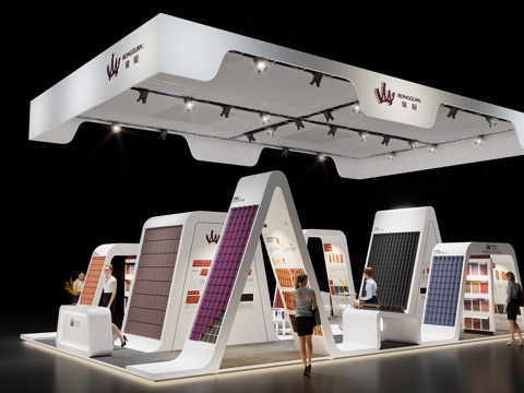  现代建材展台 瓦片展台展示su模型 