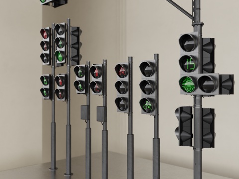  红绿灯 路灯su模型 