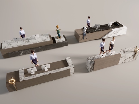  现代公司前台 接待台3d模型 