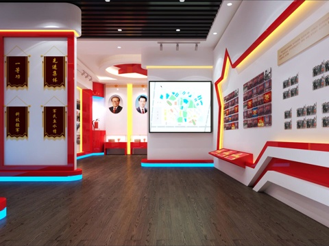 现代党建展厅3d模型 
