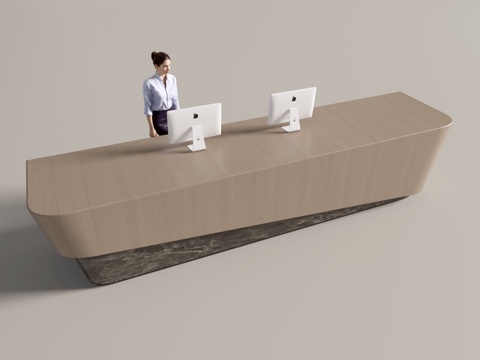  现代公司前台 接待台 服务台3d模型 