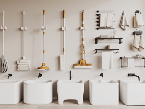  现代拖把池su模型 