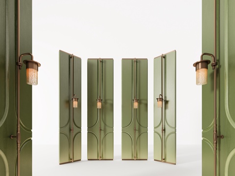 现代玻璃屏风 金属屏风隔断su模型