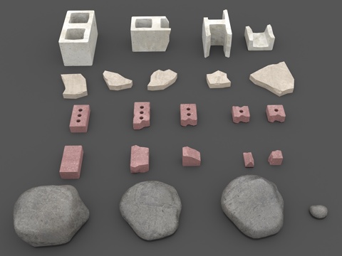  石头 砖头 石块 砖块3d模型 