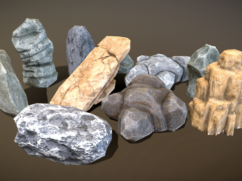  现代石头 景观石 石墩3d模型 