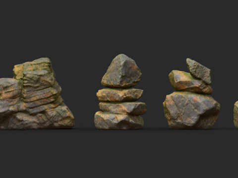  现代景观小品 假山石头 景观石 石头3d模型 