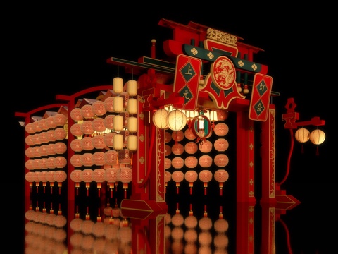 新中式风雨廊桥 古渡廊桥su模型