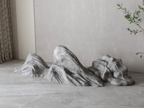  新中式石头假山3d模型 