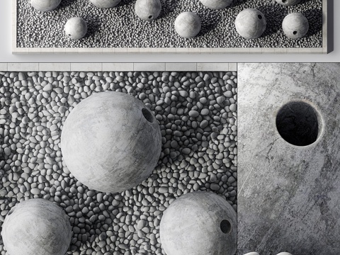  新中式庭院鹅卵石 景观石头3d模型 