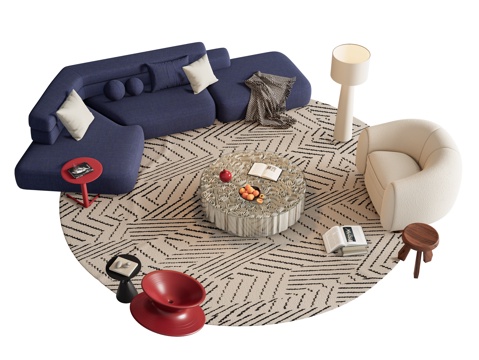 法式组合沙发su模型