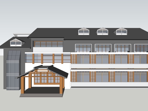  新中式会所su模型 