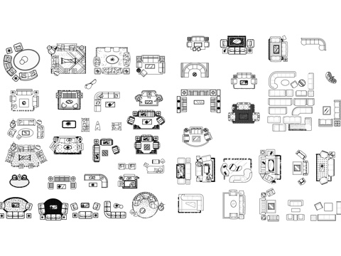  客厅座椅 沙发座 休闲沙发 布艺沙发 皮质沙发cad施工图 