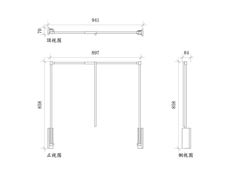  下拉衣架 衣柜挂衣杆 拉降式衣架 下拉挂衣架 可拉衣架cad施工图 