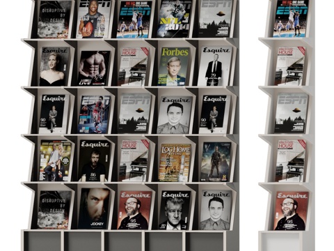  现代书架杂志3d模型 