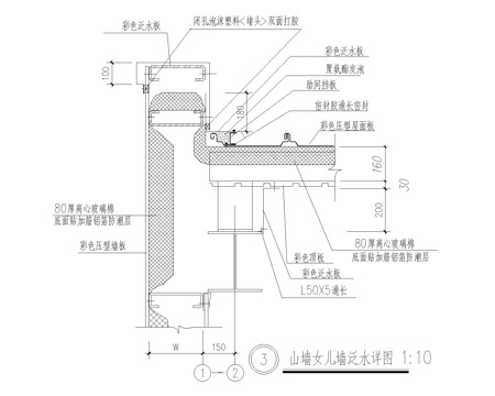 彩钢板屋面节点cad施工图 