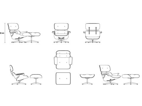  休闲座椅 舒适椅 阅读椅 放松椅 室内椅cad施工图 