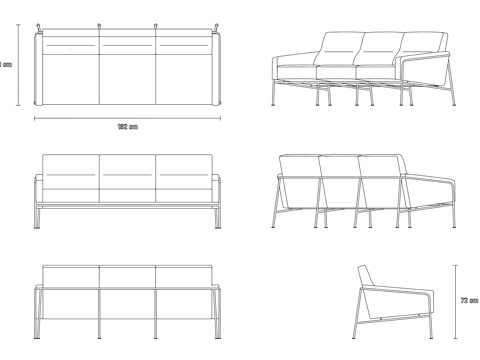  三人沙发 现代沙发 客厅沙发 舒适沙发 沙发座cad施工图 