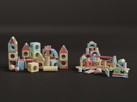  玩具 现代积木玩具su模型 