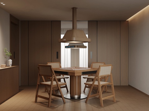  现代麻将桌 棋牌室 麻将室3d模型 