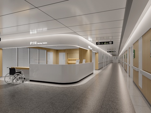  护士站走道su模型 