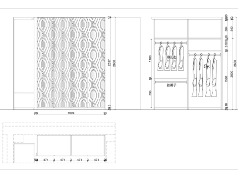  整装衣柜施工详图cad施工图 