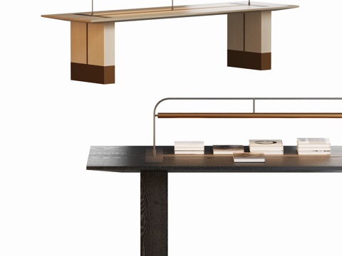  现代售楼部大板桌长桌 书桌su模型 