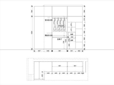  转角衣柜CAD平立面图cad施工图 