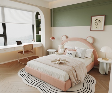  法式女孩房 儿童房su模型 