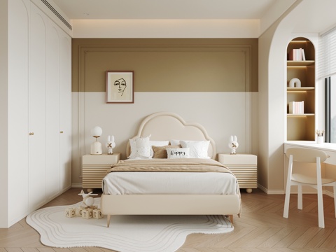  法式女孩房 儿童房su模型 