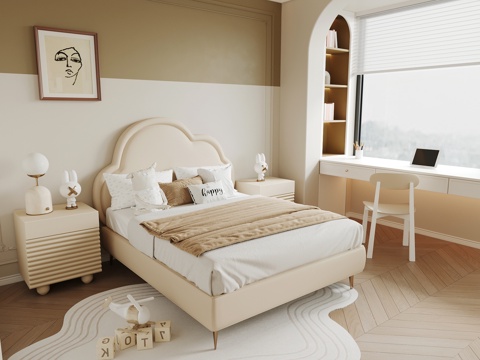  法式女孩房 儿童房su模型 