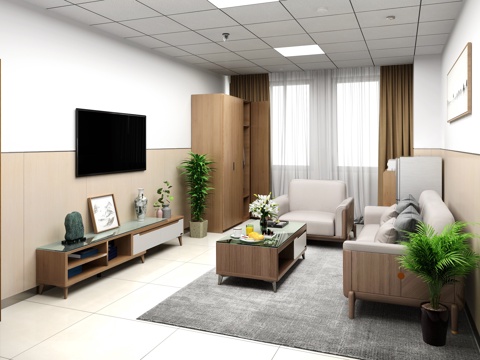  现代病房包间 病房接待室3d模型 