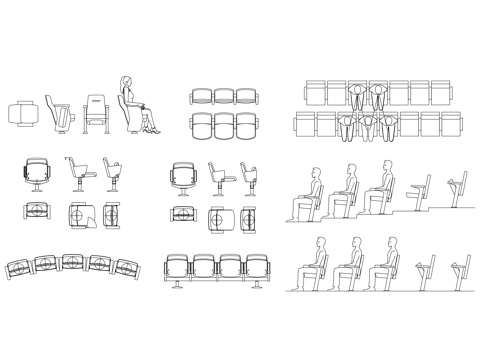  影院座椅 剧院椅 观众席椅 放映厅椅 电影院椅cad施工图 