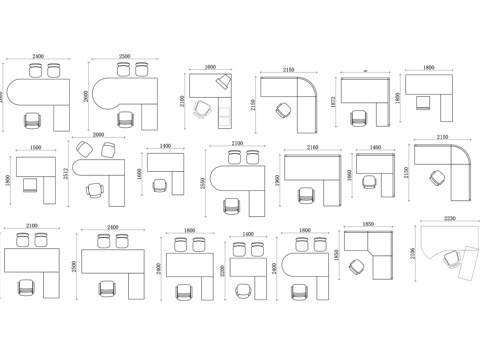  办公位 工作站 办公隔间 职员位 工位桌椅cad施工图 