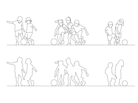  儿童玩耍姿势 儿童游戏姿态 儿童玩乐体态 儿童嬉戏动作cad施工图 